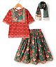 Baal Leela Female 3/4th Sleeves Cotton Lehenga Choli Green & Red 16 (6-12M)
