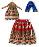 BownBee Cotton Sleeveless Mirror Work Chaniya Choli with Dupatta - Red