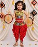 BownBee Cotton Halter Neck Choli With Dhoti-Red
