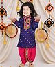 BownBee Cotton Bandhani Print Full Sleeve Dhoti Kurta- Blue