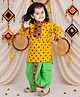 BownBee Cotton Bandhani Print Full Sleeve Dhoti Kurta- Yellow