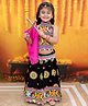 BownBee Cotton Embroidered Printed Chaniya Choli Dupatta Set For Girls -Black