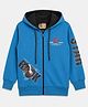 Duke Cotton Fleece Blend Knit Hooded Sweatshirt with Full Sleeves and Rock Print - Blue