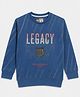 Duke Cotton Fleece Blend Knit Round Rib at Neck Sweatshirt with Full Sleeves and Legacy Print - Blue