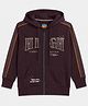 Duke Cotton Fleece Blend Knit Front Zipper Hooded Sweatshirt with Full Sleeves and High Discover Outdoor Print - Wine