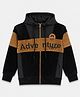 Duke Cotton Fleece Blend Knit Front Zipper Hoodie with Full Sleeves and Adventure Embroidery - Black