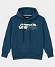 Duke Cotton Fleece Blend Knit Front Zipper Hooded Sweatshirt with Full Sleeves and Snowboard Print - Teal Blue