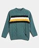 Duke Blend Pullover with Full Sleeves, Cable Knit and Striped Design - Teal Blue