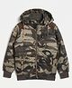 Duke Woven Front Zipper Padded Quilted Hooded Winter Puffer Jacket with Full Sleeves and Color Block Camouflage Print - Olive Green