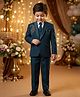 Rikidoos Cotton Woven 4 Pieces Full Sleeves Party Suit With Tie & Floral Embroidery - Teal Blue