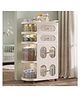 StarAndDaisy Baby Storage Trolley with Wheels, 4-Tier Plastic Nursery Organizer with Drawers, Multipurpose Storage Rack for Baby Essentials, Diapers, Clothes, Toys (Off-White, Storage Cart)