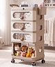 StarAndDaisy Baby Storage Trolley with Wheels 4 Tier Plastic Nursery Organizer with Drawers Multipurpose Storage Rack for Baby Essentials Diapers Clothes and Toys pink Storage Rack