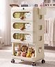 StarAndDaisy Baby Storage Trolley with Wheels 4 Tier Plastic Nursery Organizer with Drawers Multipurpose Storage Rack for Baby Essentials Diapers Clothes and Toys white Storage Rack