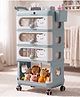 StarAndDaisy Baby Storage Trolley with Wheels 4 Tier Plastic Nursery Organizer with Drawers Multipurpose Storage Rack for Baby Essentials Diapers Clothes and Toys Blue Storage Rack