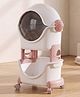 StarAndDaisy Astronaut Storage Rack for Kids 2 Tier Plastic Storage Organizer with Flip Cover U Shaped Open Bins Lockable Wheels Multipurpose Storage Trolley for Bedroom Playroom and Home