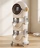 StarAndDaisy Astronaut Storage Rack for Kids 2 Tier Plastic Storage Organizer with Flip Cover U Shaped Open Bins Lockable Wheels Multipurpose Storage Trolley for Bedroom Playroom and Home
