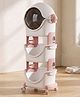 StarAndDaisy Astronaut Storage Rack for Kids 2 Tier Plastic Storage Organizer with Flip Cover U Shaped Open Bins Lockable Wheels Multipurpose Storage Trolley for Bedroom Playroom and Home