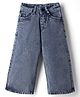 Rikidoos Cotton Woven Straight-Fit Button Down Denim Full Length Washed Jeans - Blue
