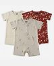 Kiggle 100% Cotton Knit Pack Of 3 Half Sleeves Floral & Bird Printed Rompers - Multi Colour