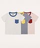 Kiggle Cotton Knit Pack Of 3 Half Sleeves Pocket Detailed Tees - Multi Colour
