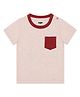 Kiggle Cotton Knit Half Sleeves Pocket Detailed Tee - Baby Pink