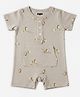Kiggle 100% Cotton Knit Half Sleeves Armadillo Printed Romper - Beige