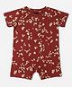 Kiggle 100% Cotton Knit Half Sleeves Berries Printed Romper - Maroon