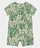 Kiggle 100% Cotton Knit Half Sleeves Leaves Printed Romper - Green