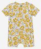 Kiggle 100% Cotton Knit Half Sleeves Floral Printed Romper - Mustard