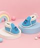 Chiu Frog Applique Detailed Colour Blocked Booties - Blue