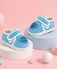 Chiu Bear Applique Detailed Velcro Closure Booties - Blue