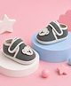 Chiu Bear Applique Detailed Velcro Closure Booties - Grey