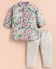 MUSHROO Textile Knit Full Sleeves Floral Printed Kurta & Pyjama Set - Green