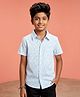 Kiddopanti Cotton Woven Half Sleeves Beach Theme Printed Shirt - Ice Blue