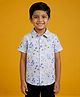 Kiddopanti Cotton Woven Half Sleeves Floral Printed Shirt - Blue