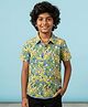 Kiddopanti Cotton Woven Half Sleeves Trees & Birds Printed Shirt - Blue