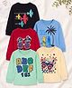 Little Ninja Cotton Knit Pack Of 5 Full Sleeves Vehicles & Typography Printed Tees - Green Blue Cream Black Red