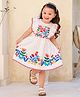 Pamberston Cotton Woven Sleeveless Floral Printed Frill Detailed Dress - Cream