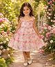Pamberston Georgette Woven Sleeveless Floral Printed Dress - Pink