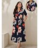 Zelena 100% Rayon Knit Half Sleeves Floral Printed Maternity Dress With Front Open Nursing Access - Blue