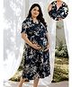 Zelena 100% Rayon Knit Half Sleeves Floral Printed Maternity Dress With Front Open Nursing Access - Navy Blue