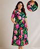 Zelena 100% Rayon Knit Half Sleeves Floral Printed Maternity Dress With Front Open Nursing Access - Navy Blue