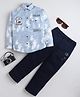 BT DEZINES Cotton Blend Woven Full Sleeves Abstract & Typography Printed Shirt & Pants Set - Powder Blue