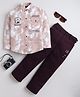 BT DEZINES Cotton Blend Woven Full Sleeves Abstract & Typography Printed Shirt & Pants Set - Dusty Pink