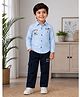 BT DEZINES Cotton Blend Woven Full Sleeves Beach Theme Printed Shirt & Pants Set - Blue