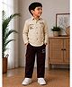 BT DEZINES Cotton Blend Woven Full Sleeves Beach Theme Printed Shirt & Pants Set - Beige