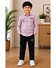 BT DEZINES Cotton Blend Woven Full Sleeves Beach Theme Printed Shirt & Pants Set - Dusty Pink