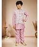 BT DEZINES Cotton Silk Woven Solid Kurta Pyjama Set With Abstract Embroidered Jacket - Pink