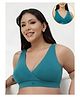Zelena 92% Modal 8% Spandex Knit Solid Maternity Bra With Front Open Nursing Access - Teal Blue