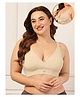 Zelena 92% Cotton 8% Elastane Knit Solid Maternity Bra With Front Open Nursing Access - Cream